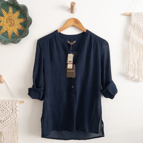Tommy Bahama Coast View Gauze in Ocean Deep Navy Top Size XXS NWT - Picture 4 of 5